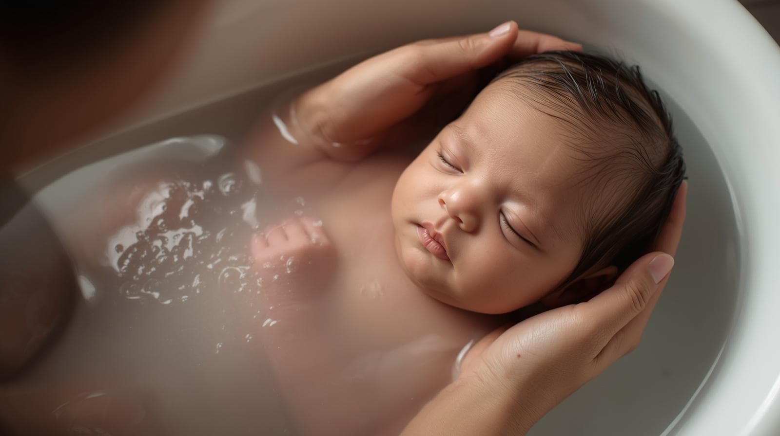  Parents bathing their baby with Little Q Tear-Free Syndet Baby Wash