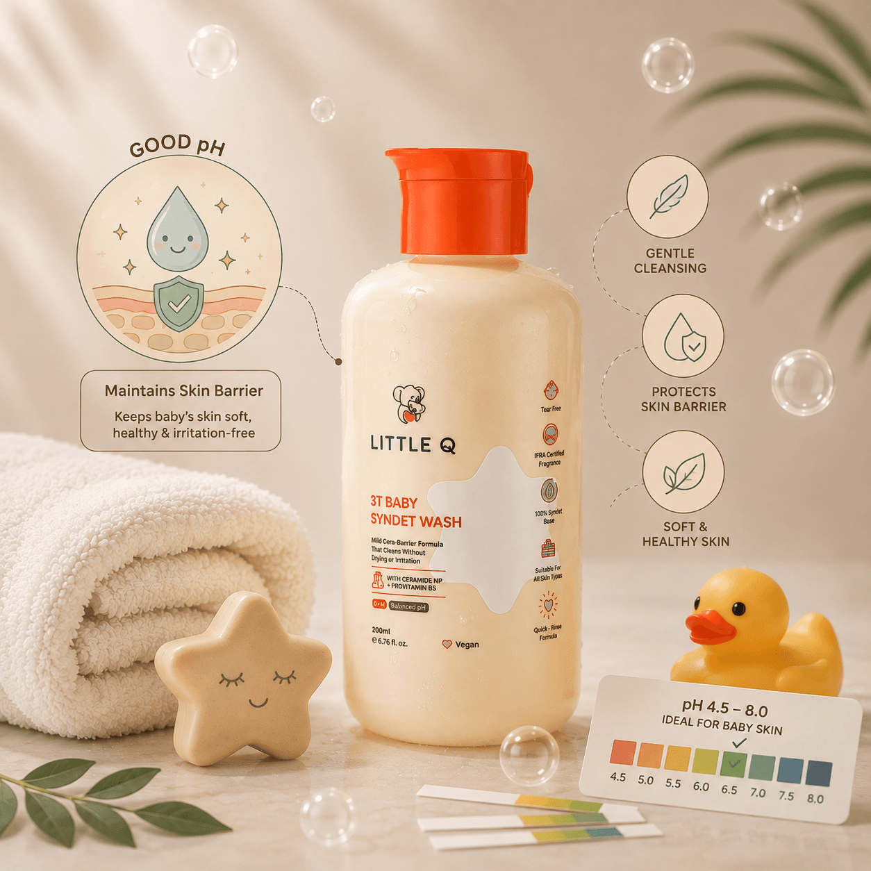 Parent choosing pH-balanced baby wash LittleQ 3T for gentle newborn skincare